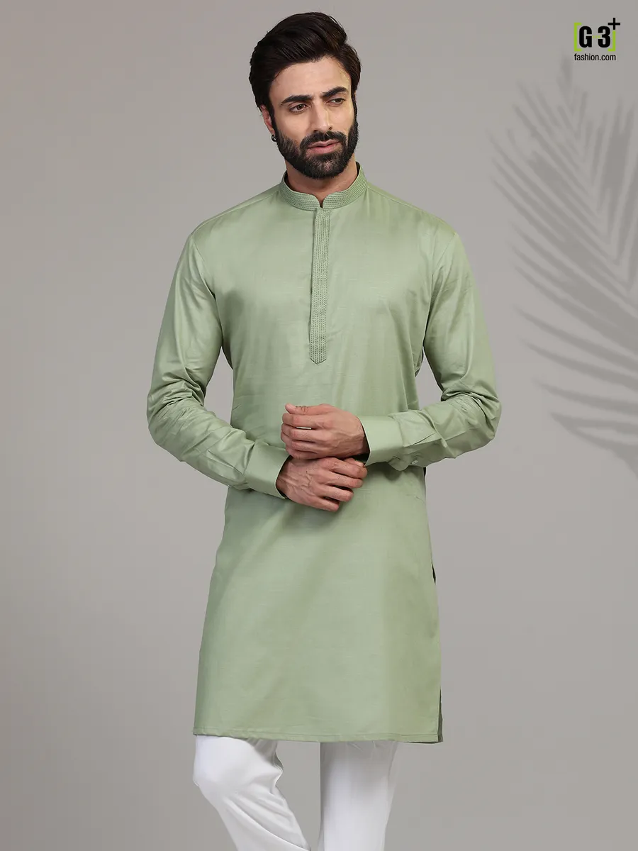 Pista green cotton only kurta