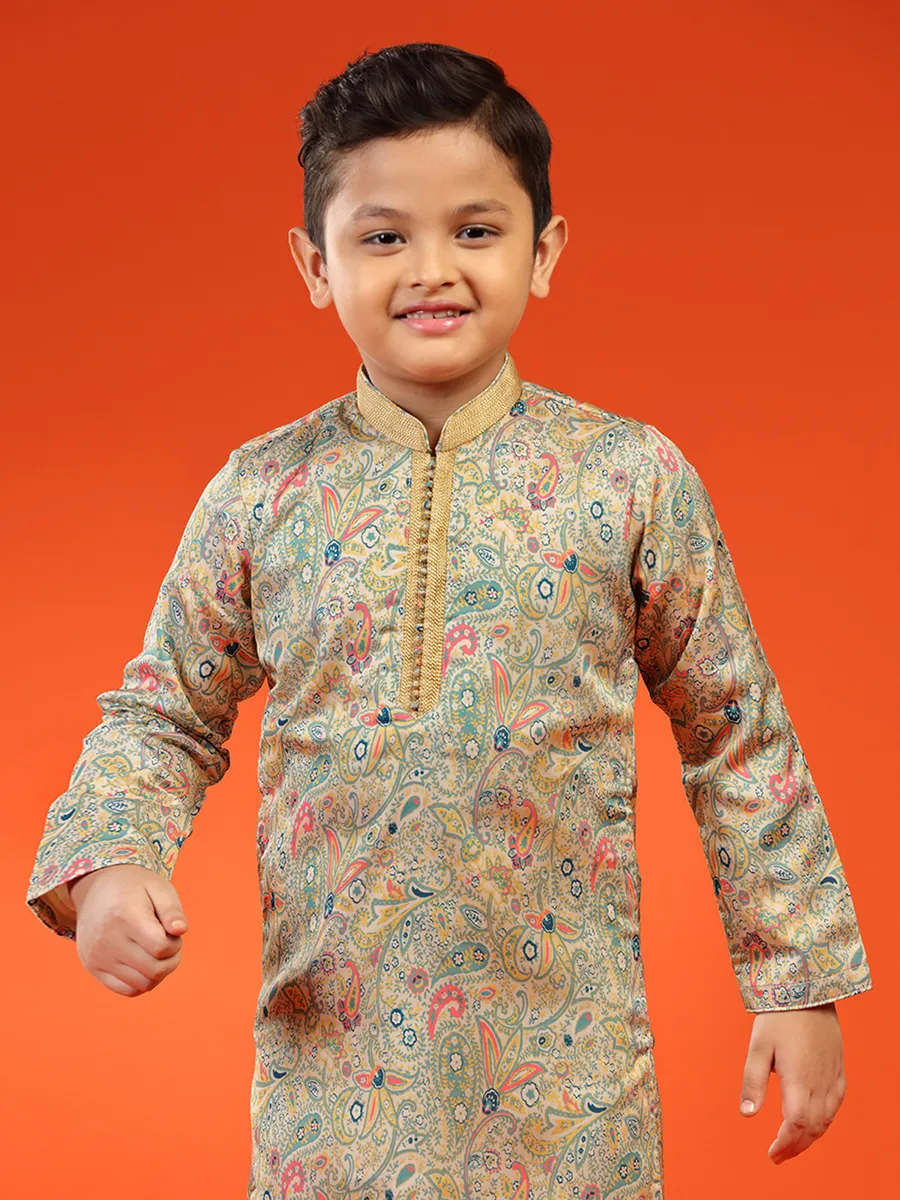 Pista green kalamkari printed kurta suit