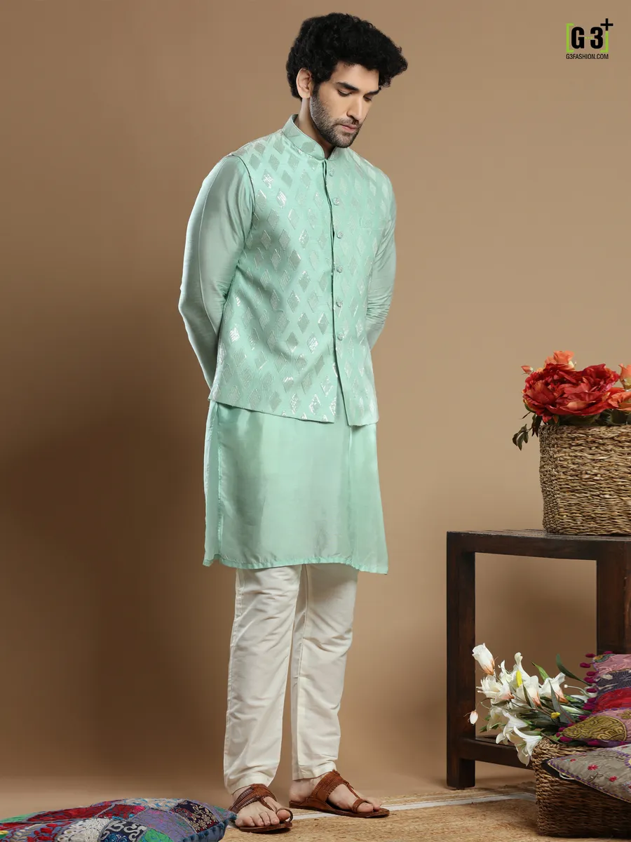 Pista green wedding events waistcoat set for men