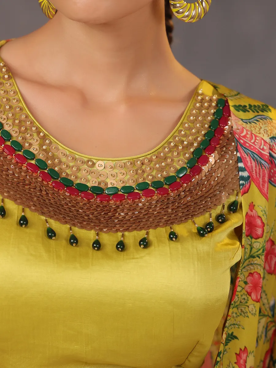 Pista yellow silk western style designer suit
