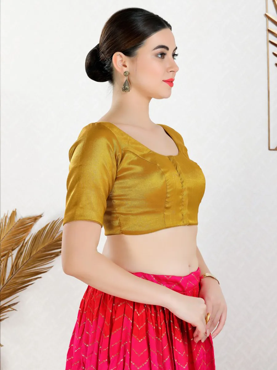 Plain gold color ready made blouse