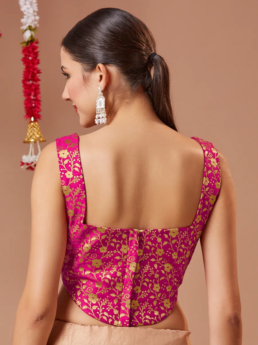 Plain pink silk blouse with square neckline
