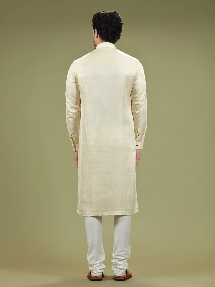 Plain silk cream kurta suit