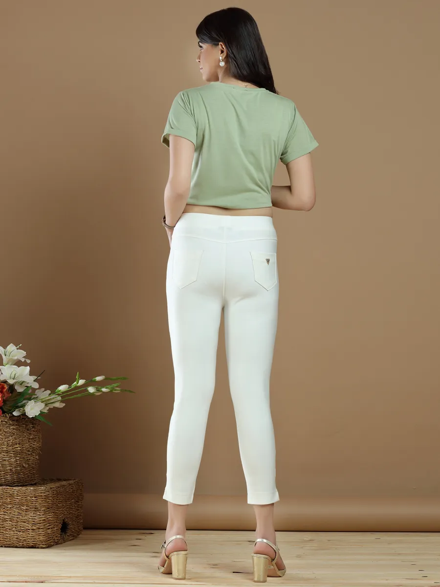 Plain white lycra casual wear jeggings