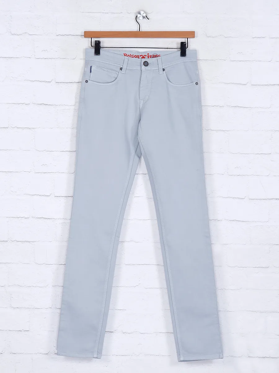 Poison solid light grey slim fit jeans