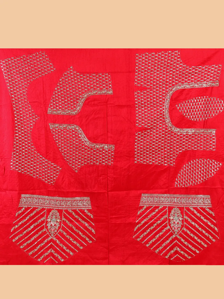 Pretty red raw silk bridal lehenga choli