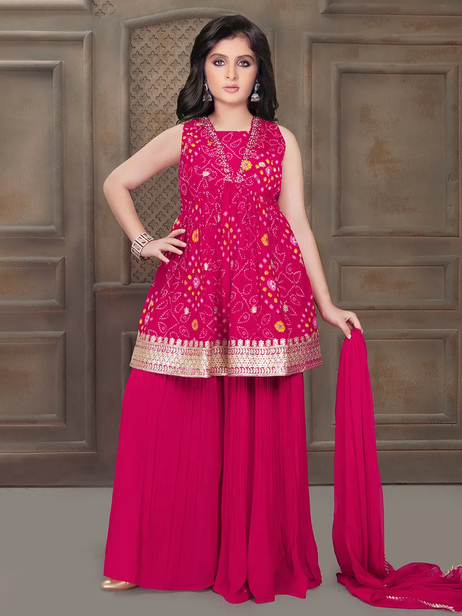 Printed magenta palazzo set with dupatta