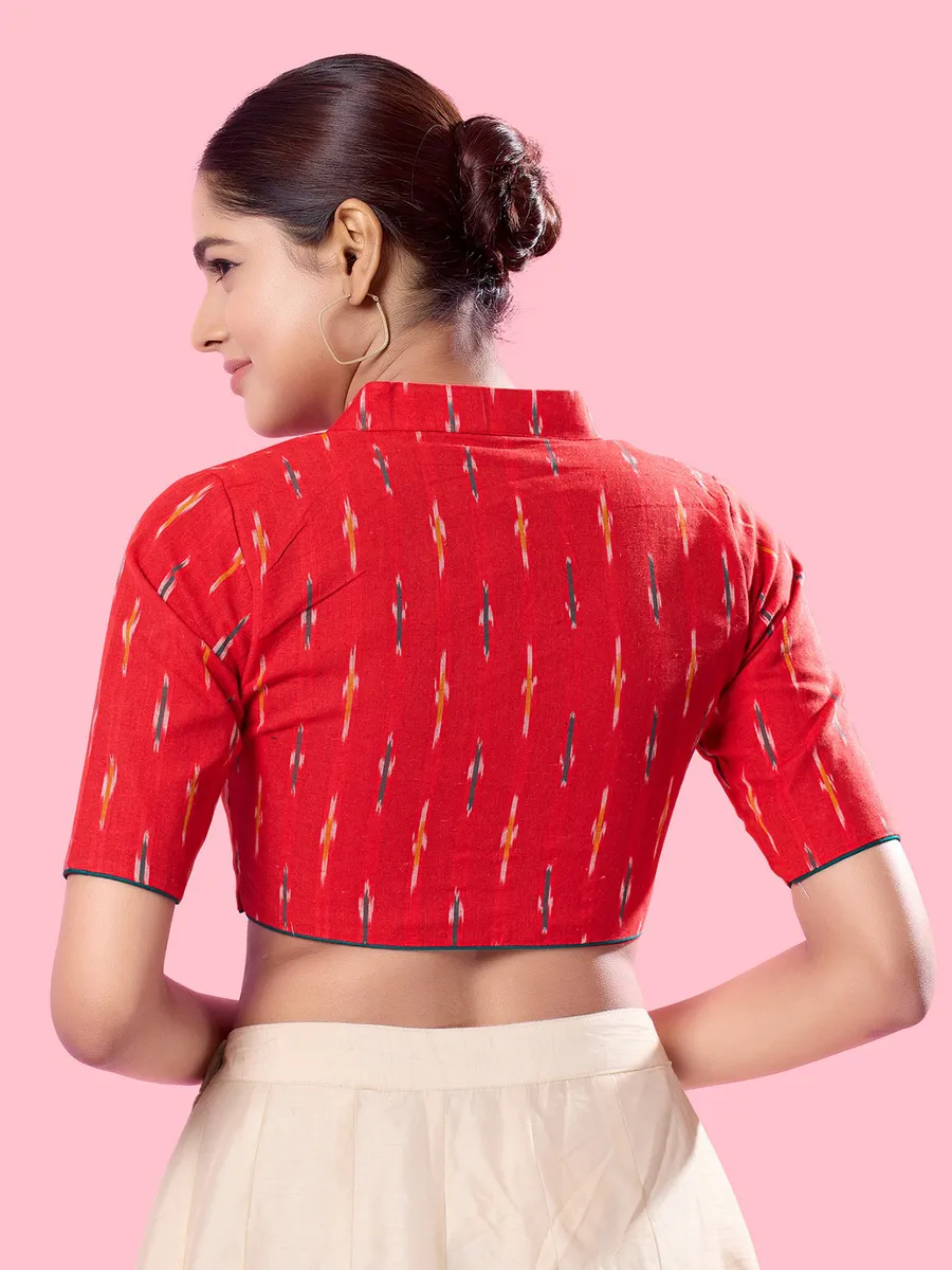 Printed red cotton blouse