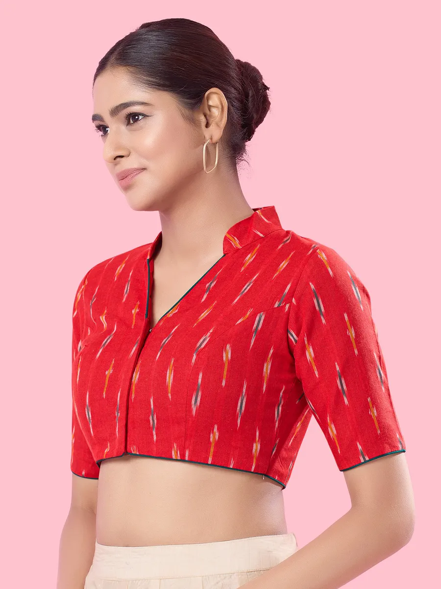 Printed red cotton blouse