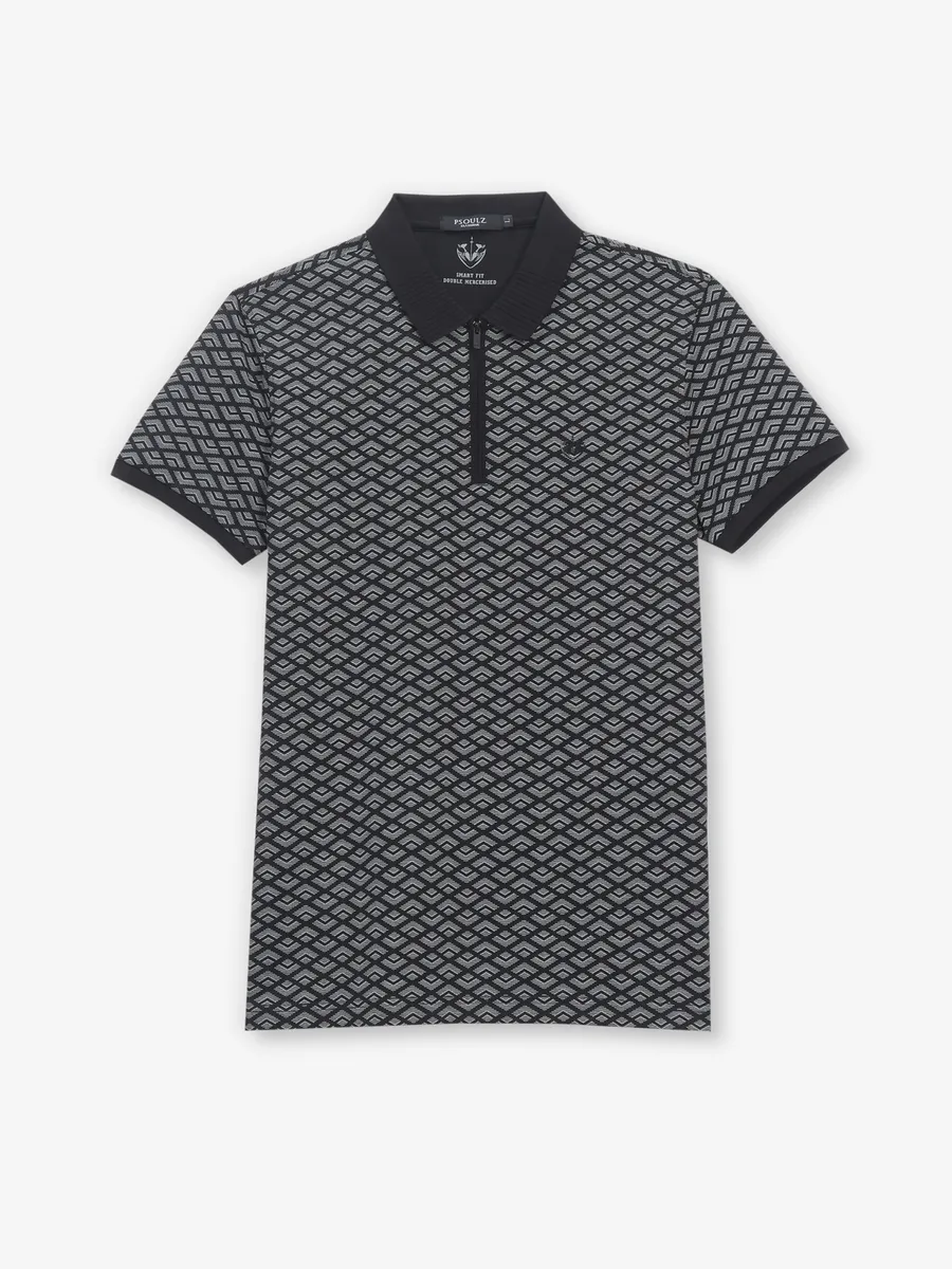 PSOULZ black printed cotton slim fit t-shirt