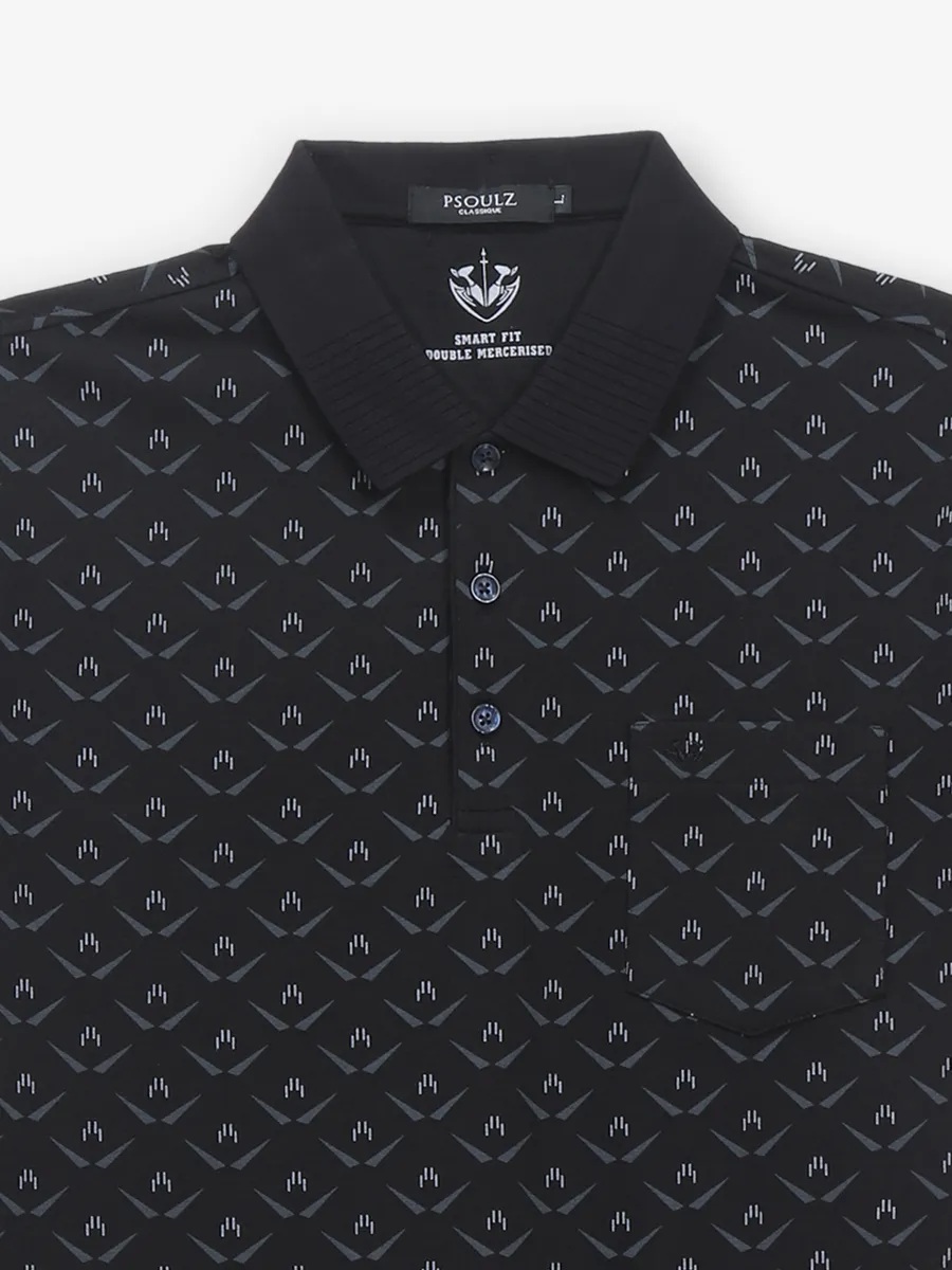 PSOULZ cotton black printed t-shirt