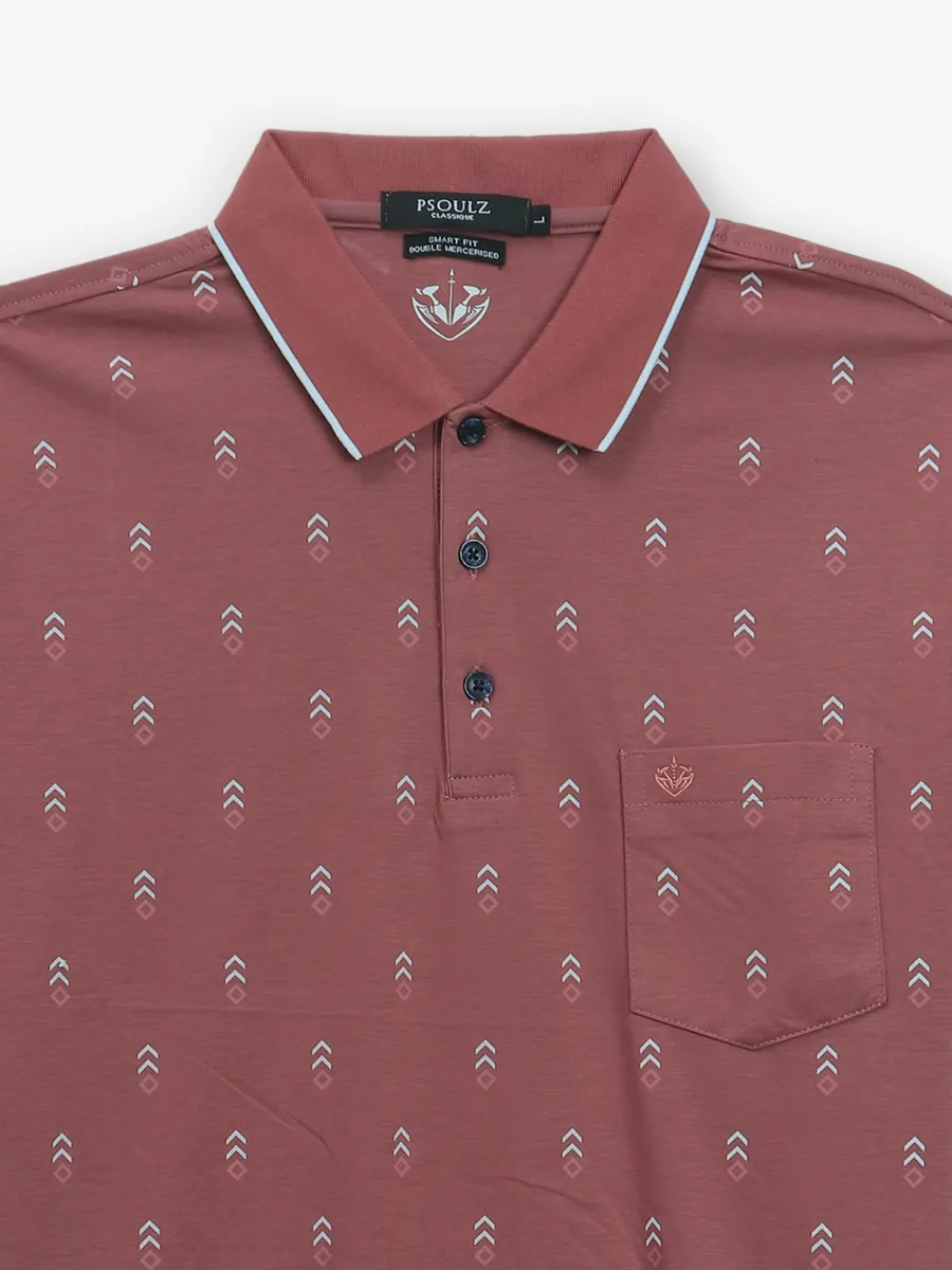 PSOULZ cotton brown printed t-shirt