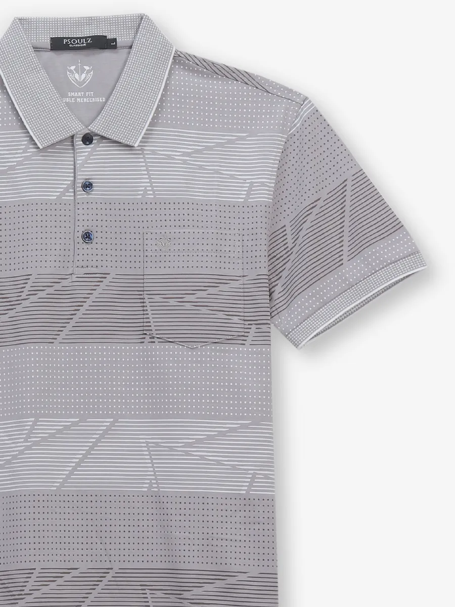 PSOULZ grey casual printed cotton t-shirt