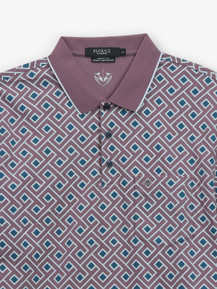 PSOULZ mauve pink cotton printed t-shirt