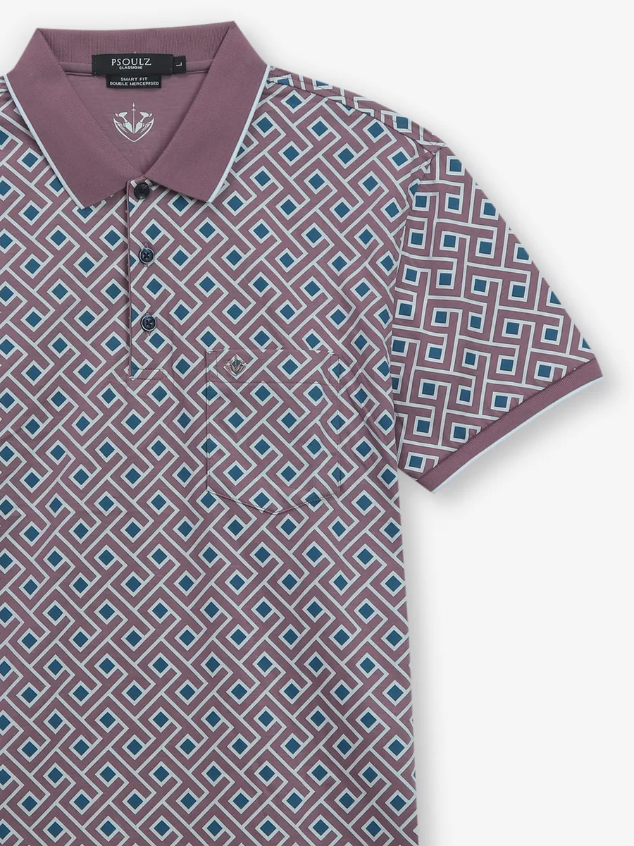 PSOULZ mauve pink cotton printed t-shirt