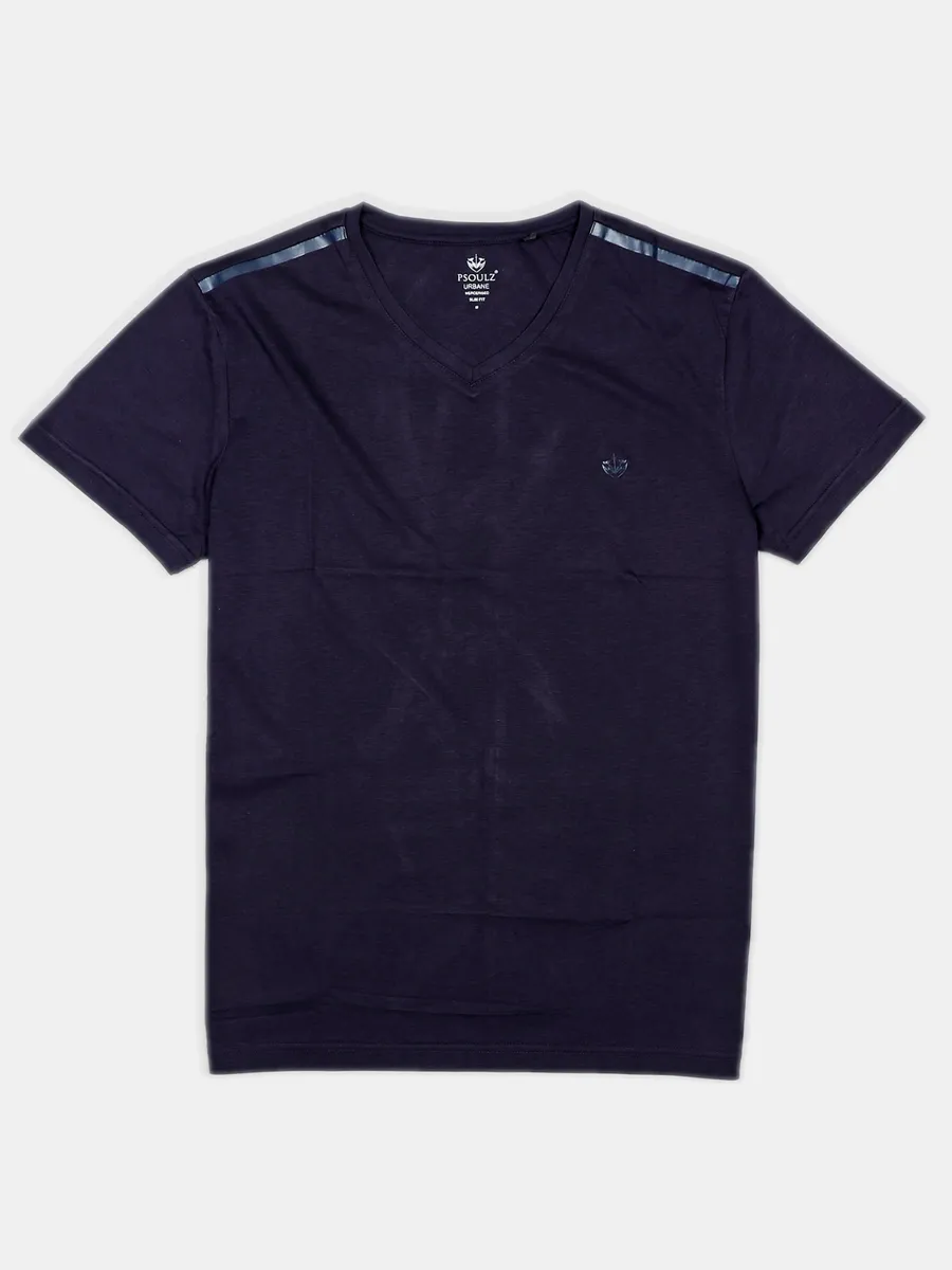 Psoulz mens solid navy t-shirt