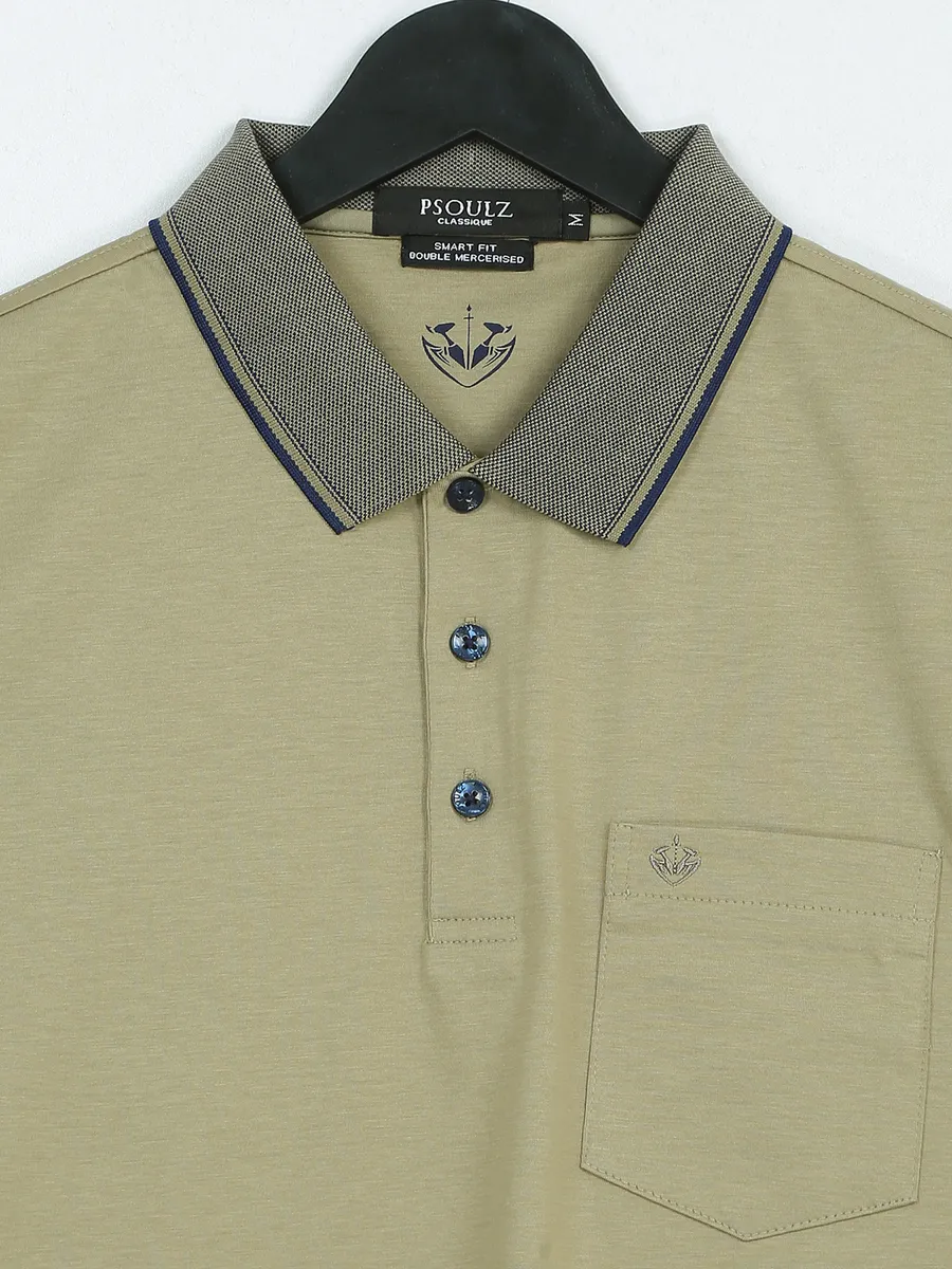 PSOULZ olive cotton plain t shirt