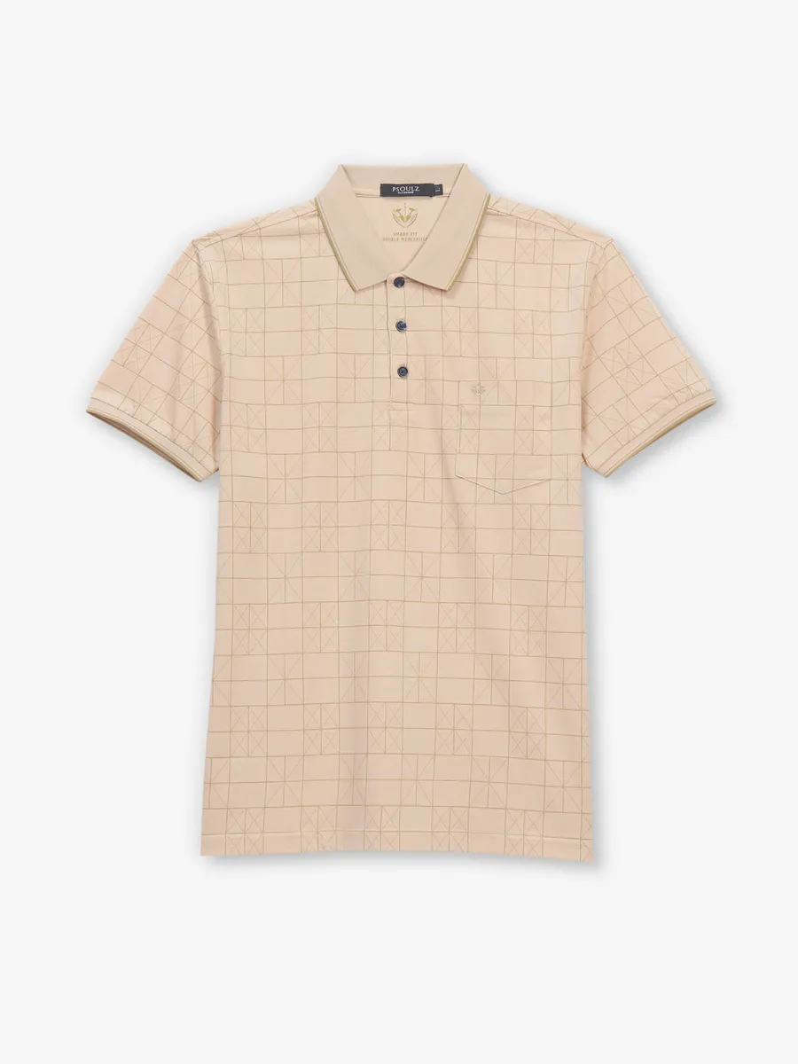 PSOULZ peach cotton printed t-shirt
