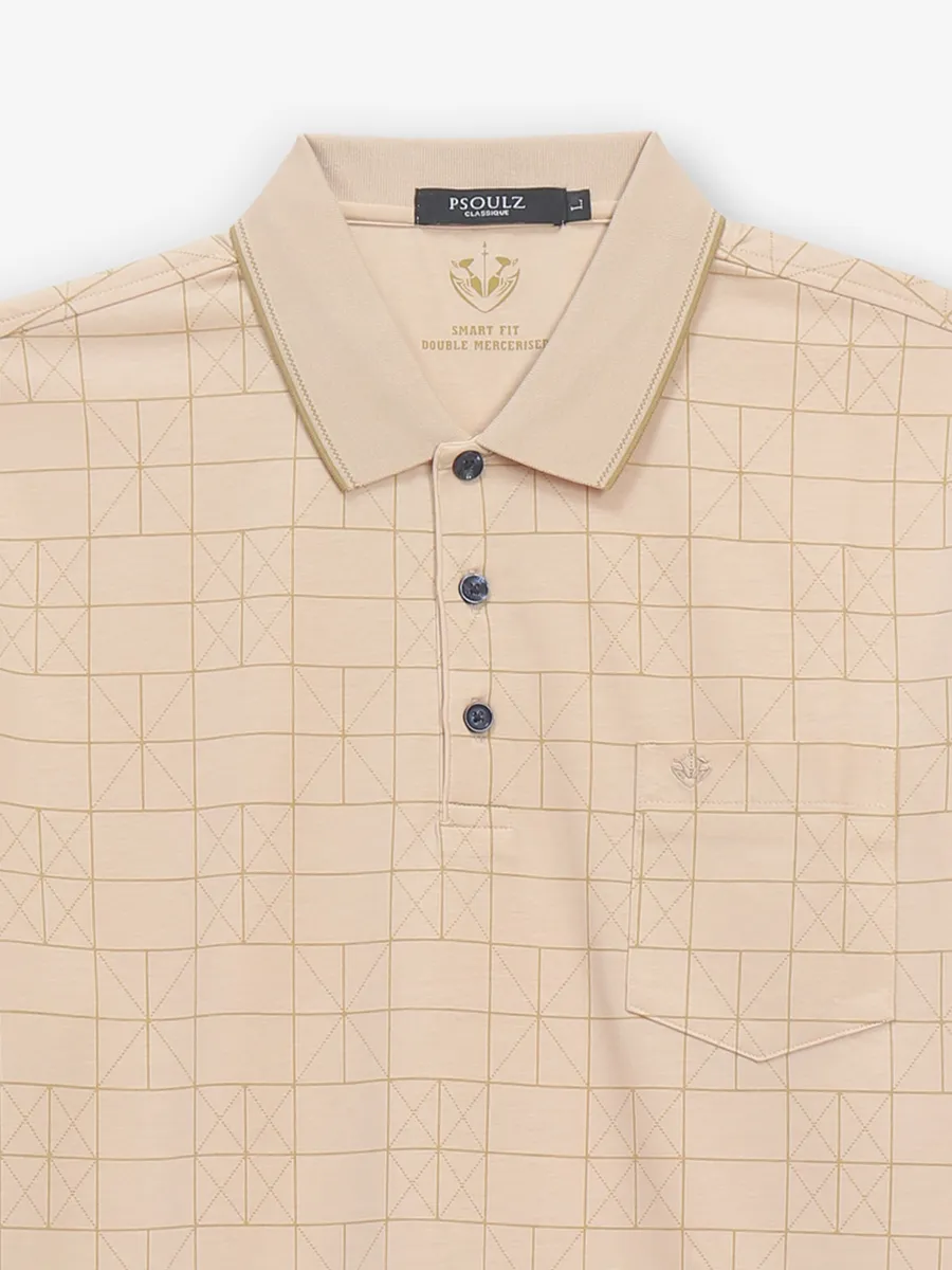 PSOULZ peach cotton printed t-shirt