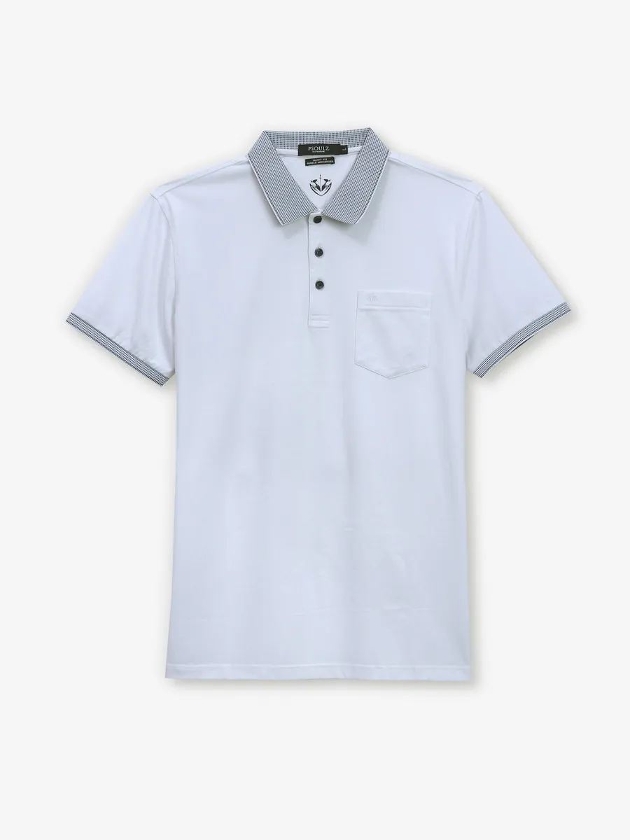PSOULZ plain cotton white polo t-shirt