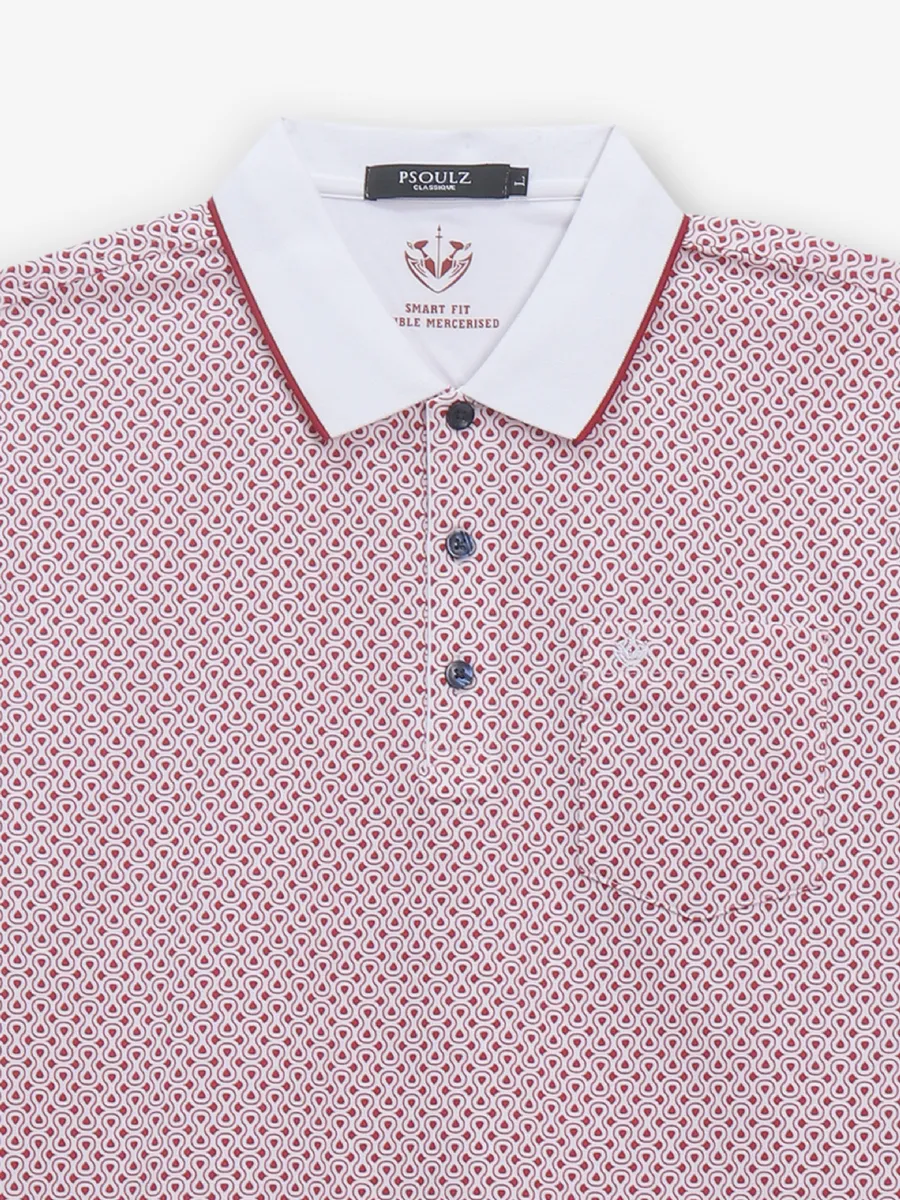 PSOULZ red and white cotton printed t-shirt