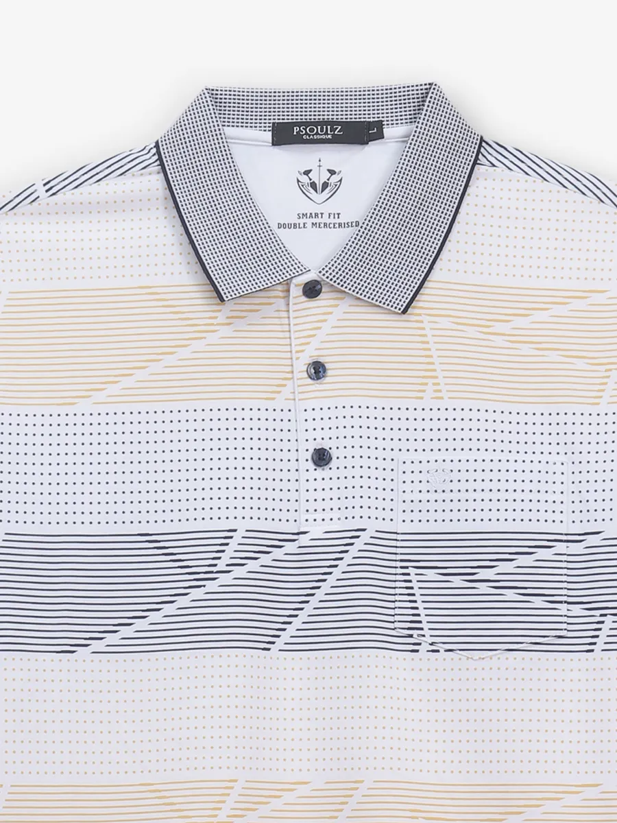 PSOULZ white cotton slim fit t-shirt