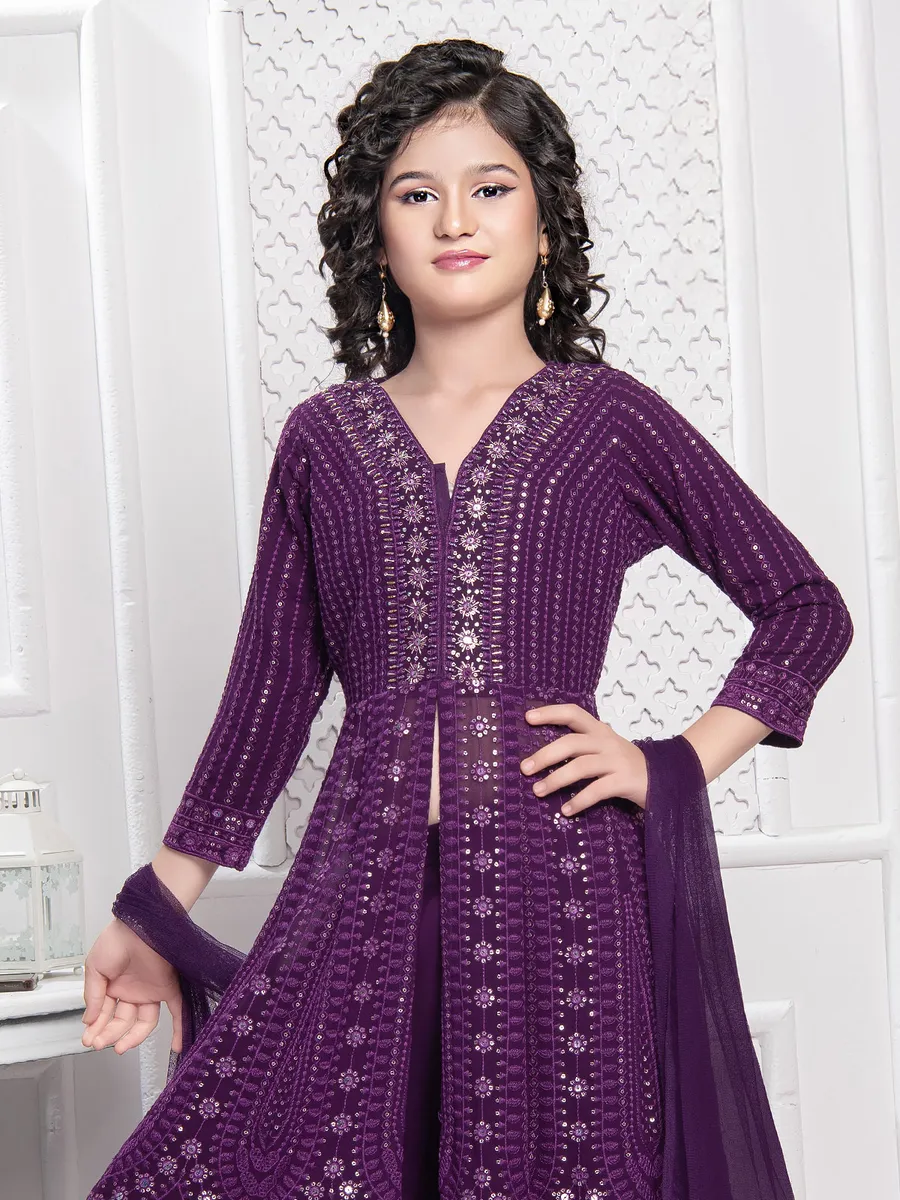 Purple palazzo georgette salwar suit