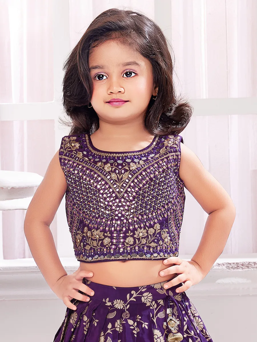 Purple silk lehenga choli with zari work
