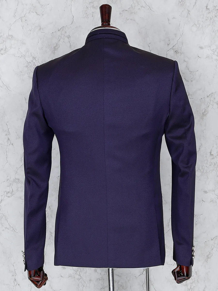 Purple terry rayon fabric solid jodhpuri blazer