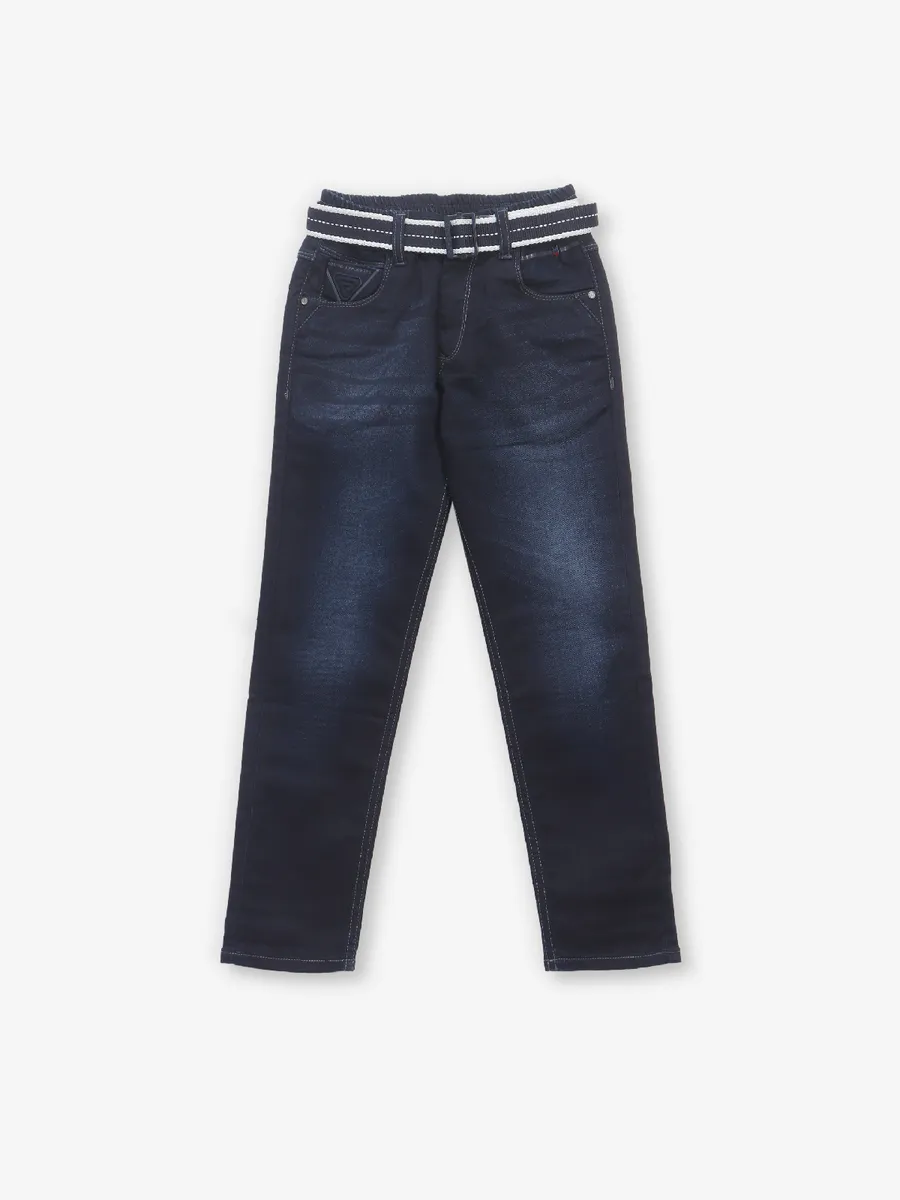 RAGS washed dark blue jeans