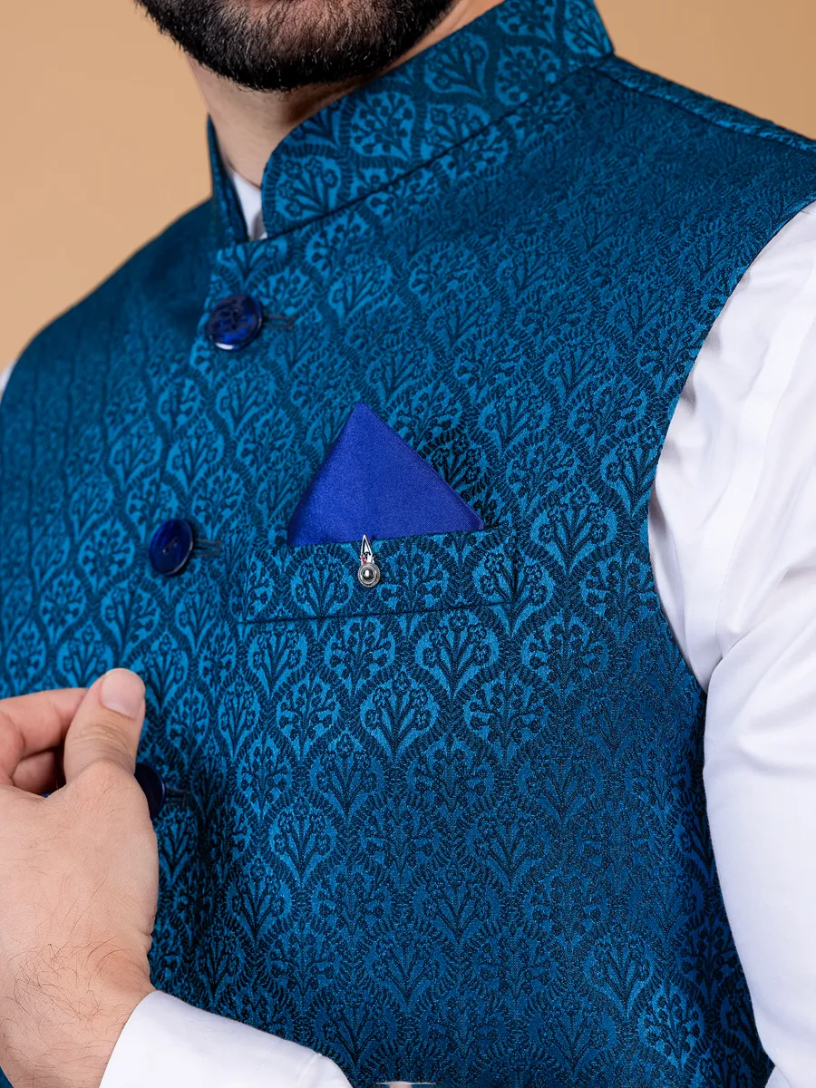 Rama blue embroidery silk waistcoat