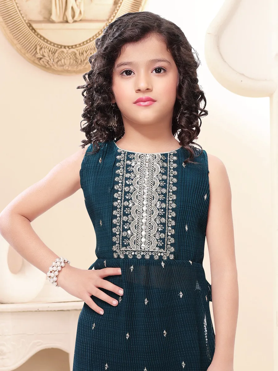 Rama blue georgette palazzo set for girls