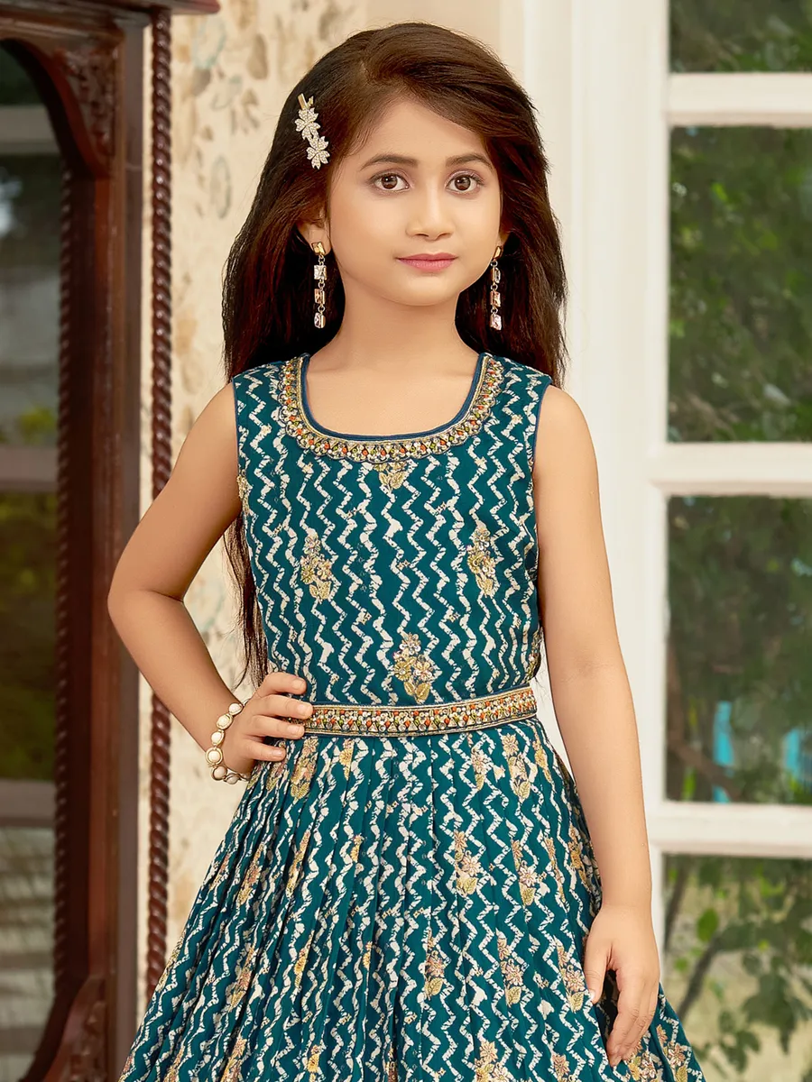 Rama green cotton printed gown