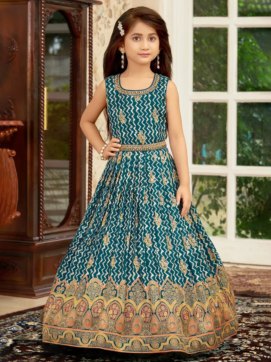 Rama green cotton printed gown