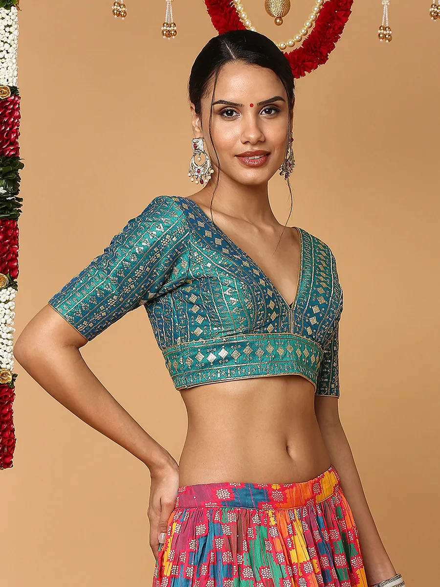 Rama green embroidery blouse