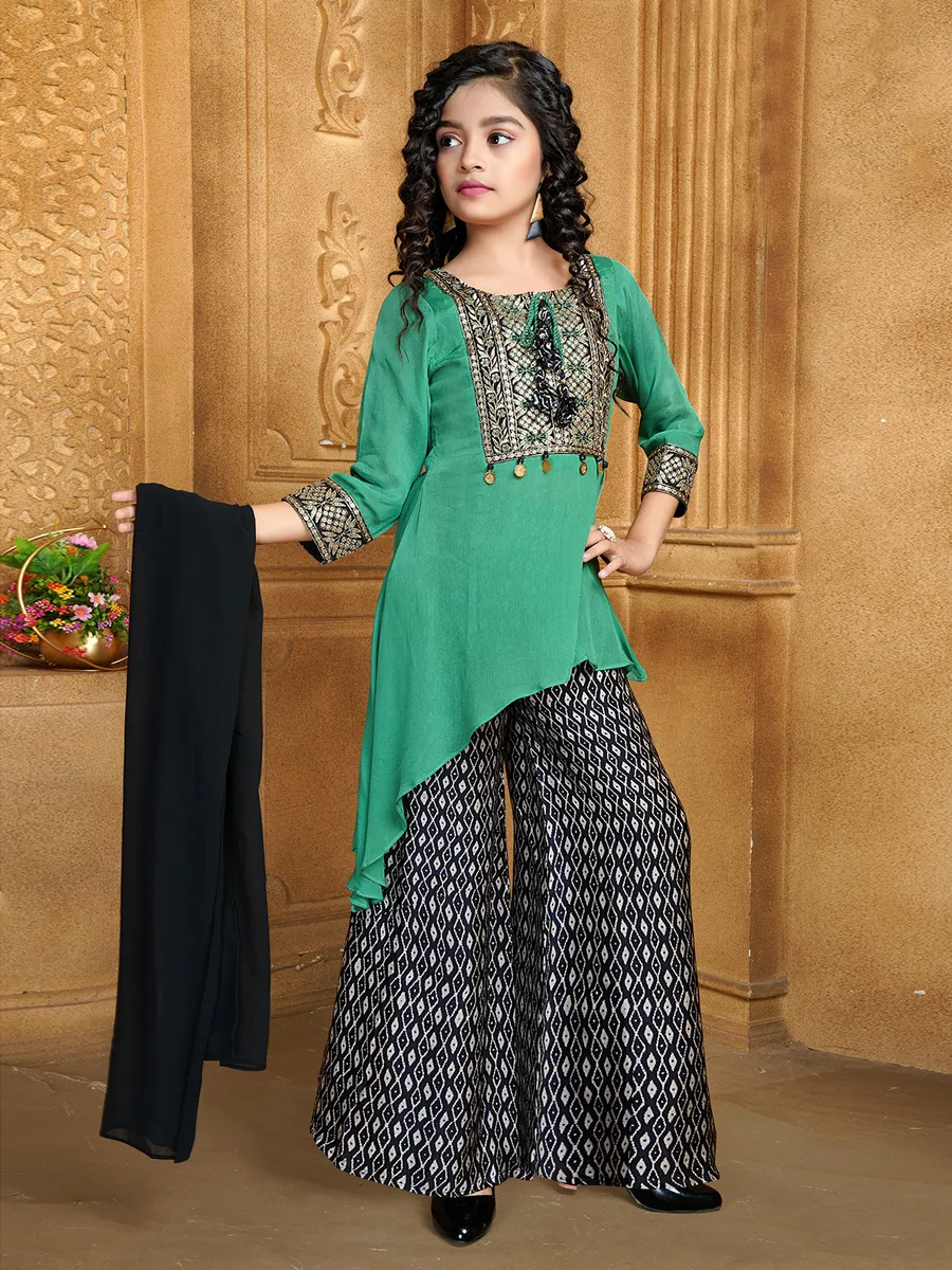 Rama green georgette wedding palazzo suit