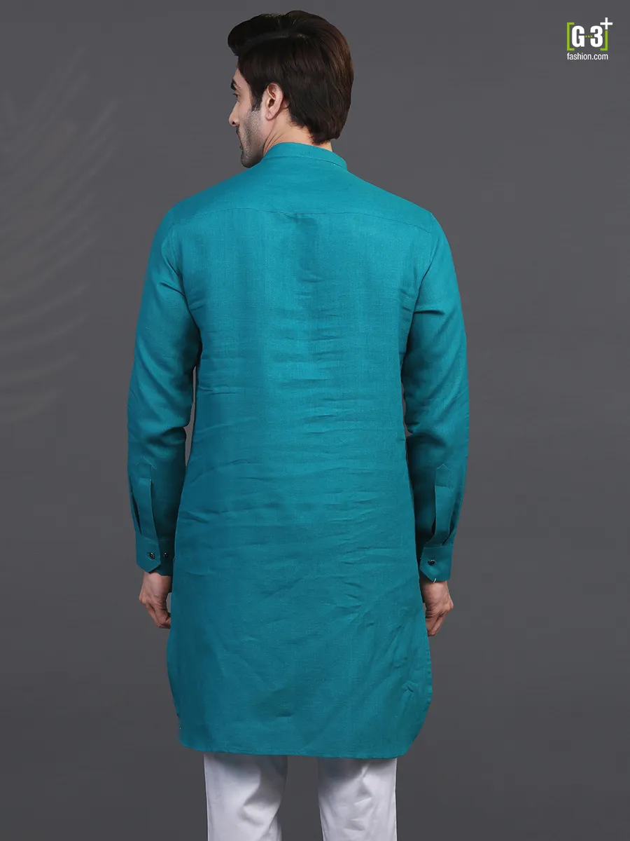 Rama green linen festive wear mens kurta