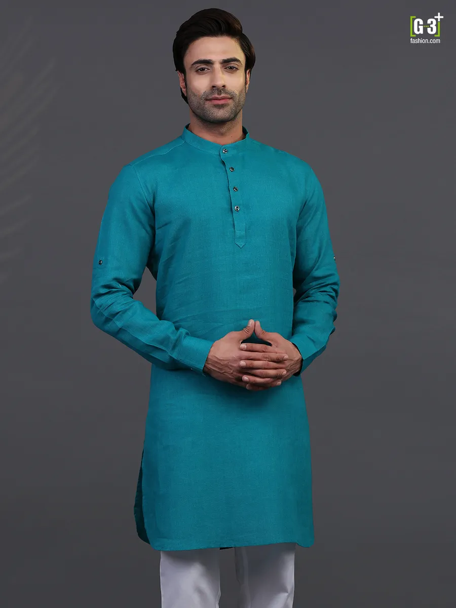 Rama green linen festive wear mens kurta