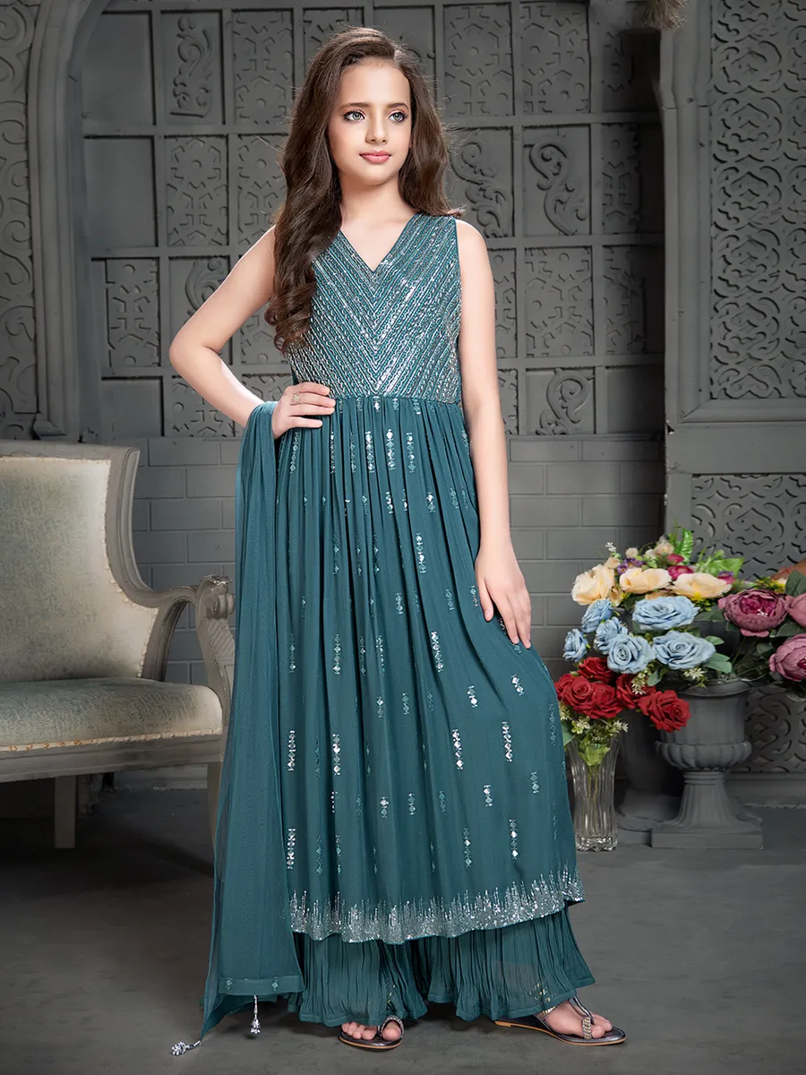 Rama green shaded georgette palazzo set