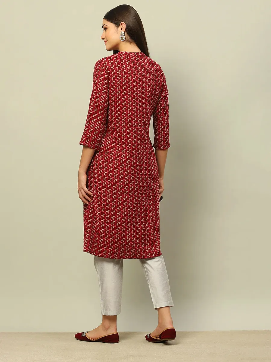 RANGRITI maroon straight kurti