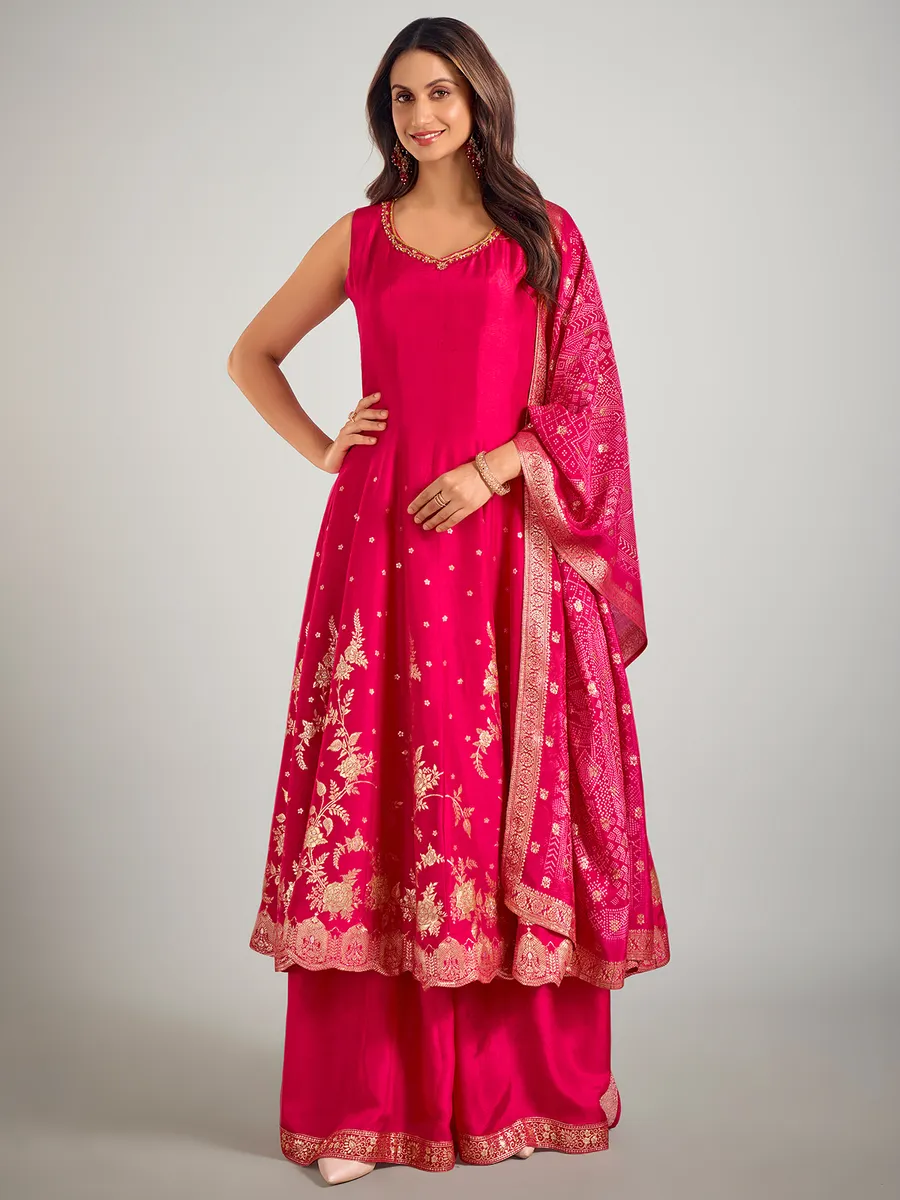 Rani color cotton silk wedding wear palazzo suit