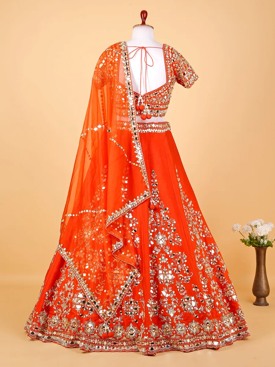 Raw silk orange lehenga choli