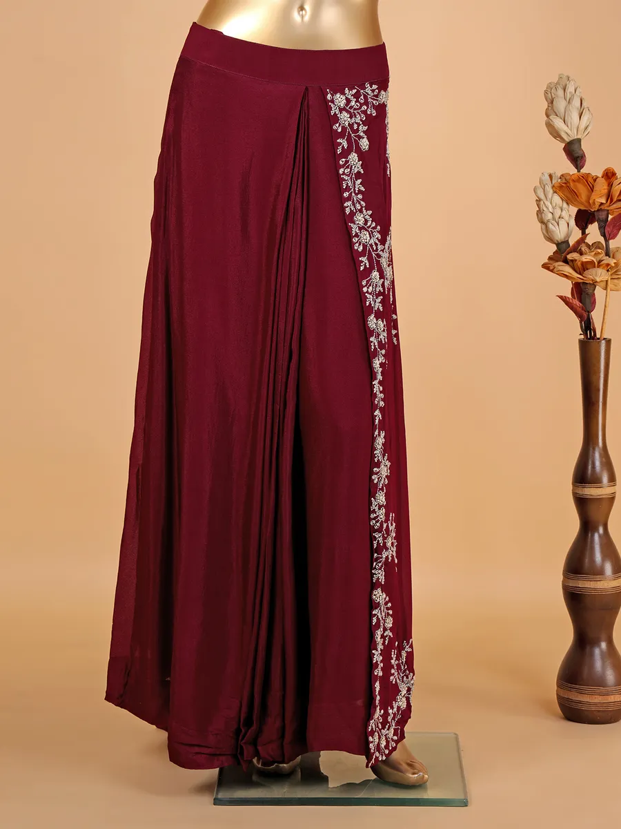 Ready-to-wear wine saree