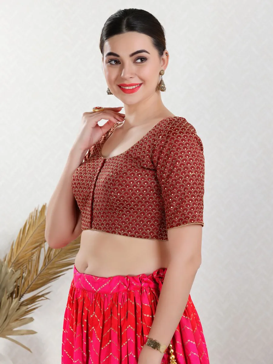 Red art silk blouse