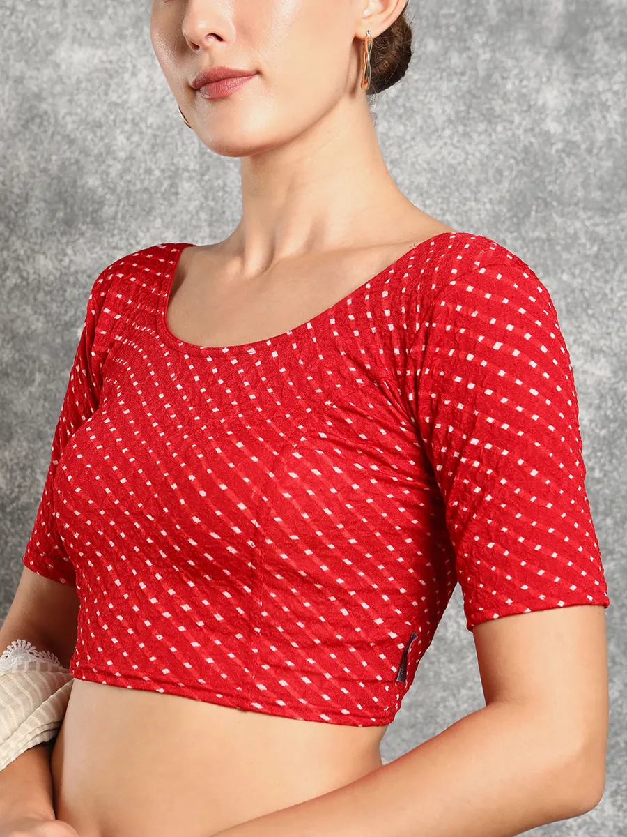 Red cotton printed blouse