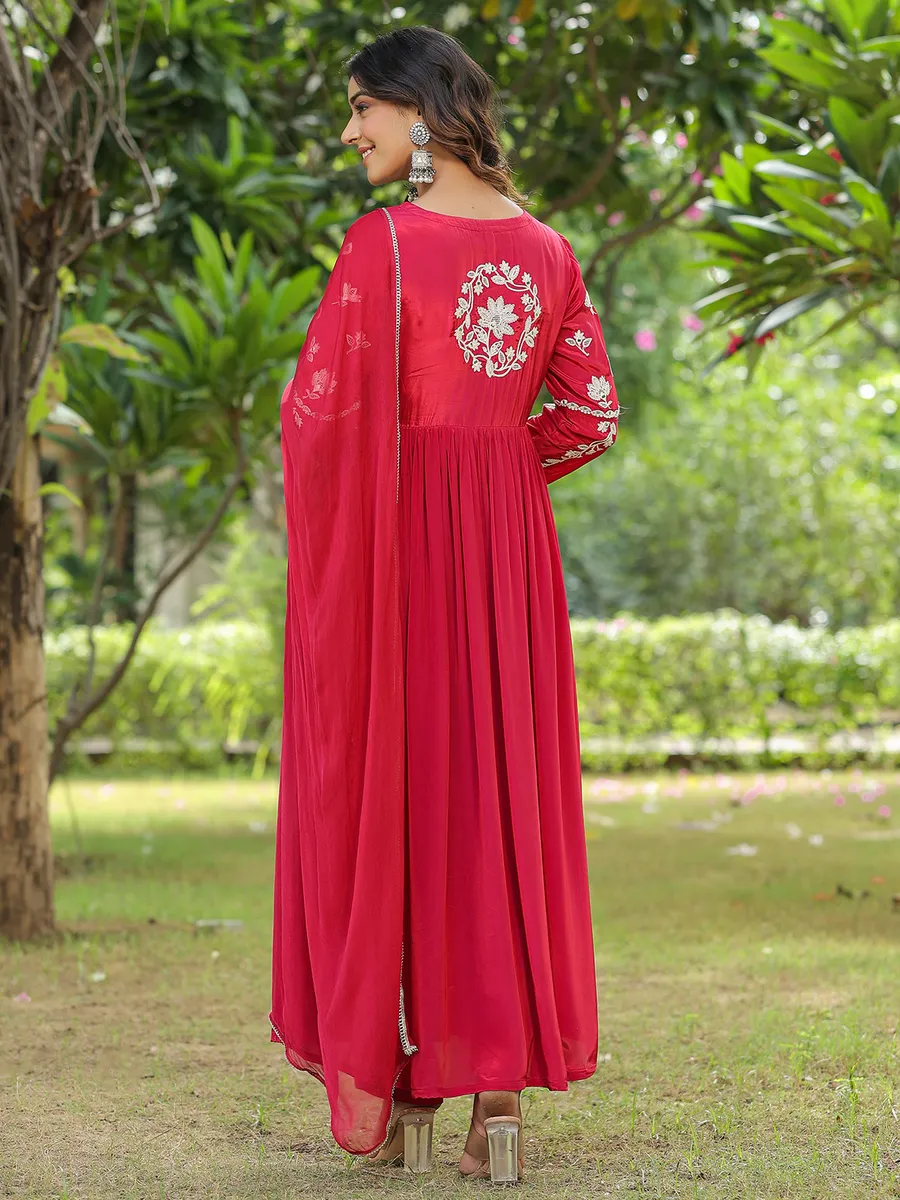 Red silk kurti set with dupatta