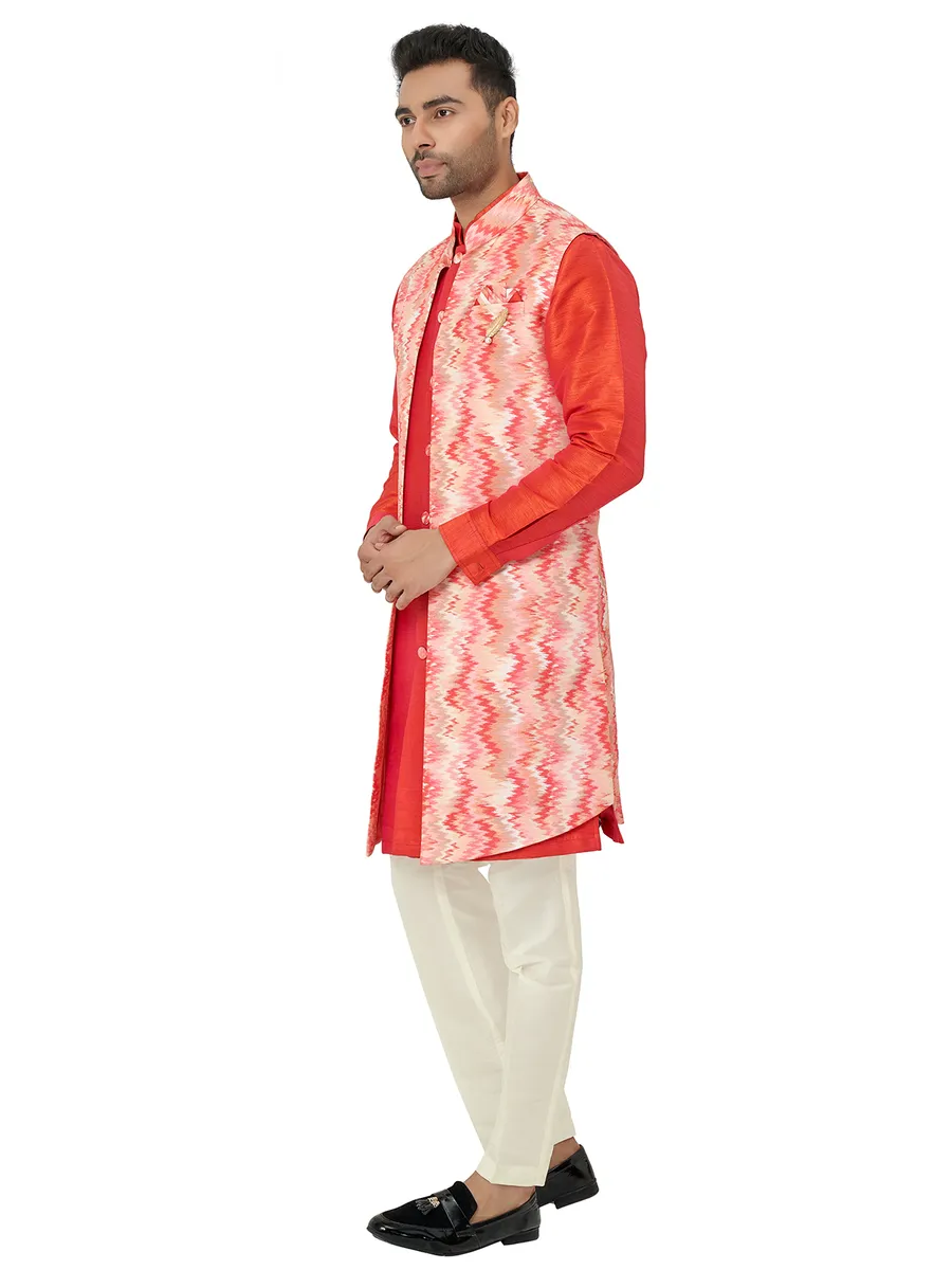 Red wedding wear silk indowestern