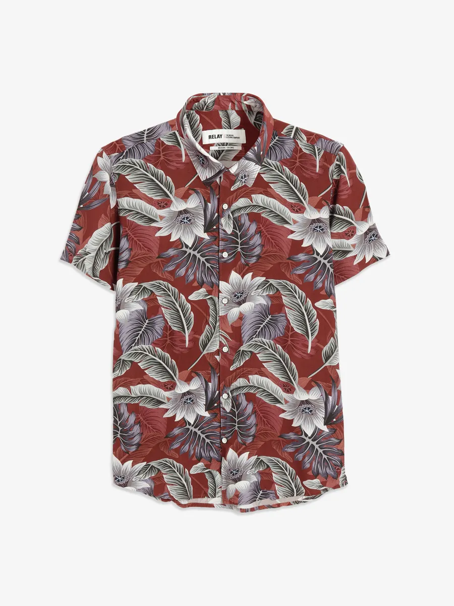 Relay maroon printed shirt