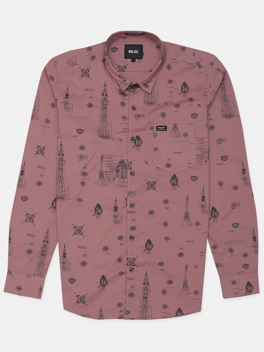 Relay presented onion pink shade printed shirt