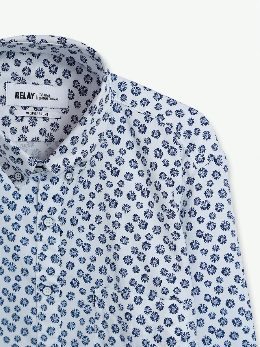 Relay white printed cotton shirt